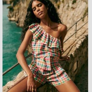 Sézane Dari Barlo Top one shoulder ruffles SIZE 12